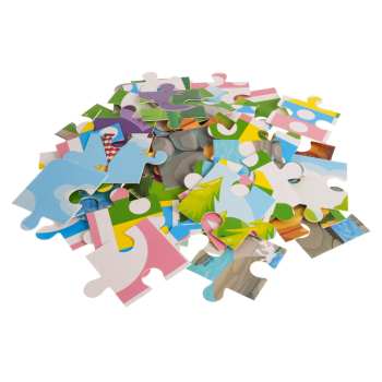 Drewniany zestaw Klocków Zamek z Rycerzami dla dzieci 3+ Drewniane Figurki + Sorter kształtów + Mata z puzzli + Gra Chinczyk